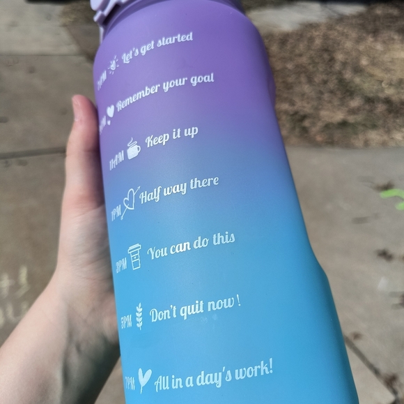 Gradient Blue and Purple Water Bottle with White Motivational Text on Side - Picture 2 of 7